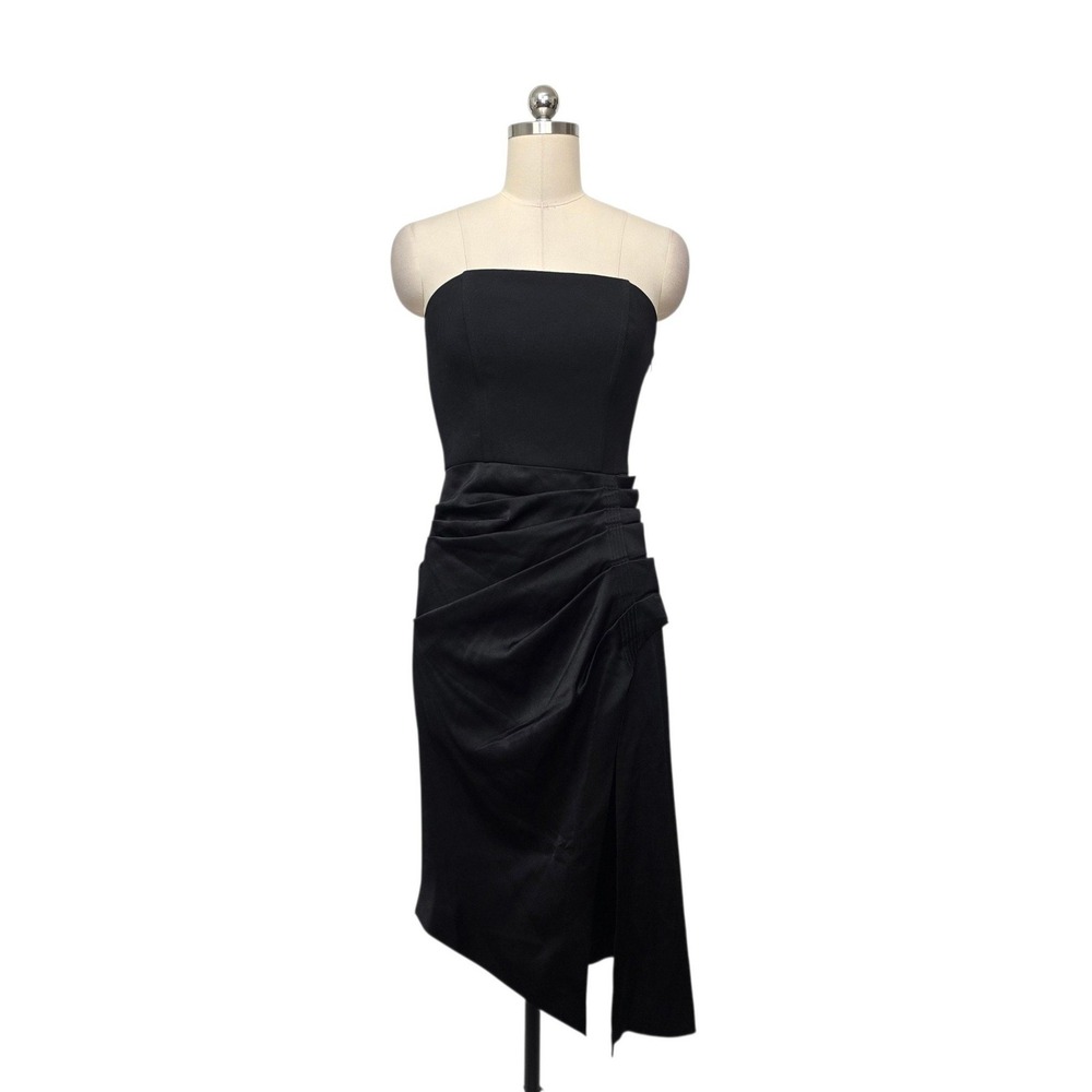 Ramy Brook Carmen Strapless Ruched Midi Dress Black Womens Size 4 A1118304